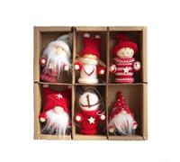 ZMdooreasy Handmade Mini Santa Claus Christmas Tree Ornaments Set of 6, Wooden and Fabric Festive Decorations for Wreaths Garlands and Tags, Colourful Holiday Decor Accessories(2)