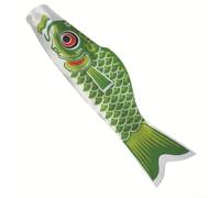 ZMdooreasy Japanese Carp Windsock Fish Flag Kite For Outdoor Decoration, Made Of Satin, Suitable For Hanging On Trees, Poles, And Walls, Adds Dynamic Appeal To Gardens And Patios(green 100cm)