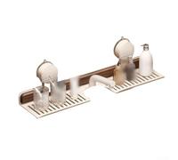 ZMdooreasy No Drill Walnut Suction Cup Bathroom Shelf Wall Mounted Storage Rack for Faucet Toilet Sink Organiser Space Saving Wooden Holder 50cm(White)