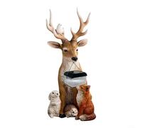 ZMdooreasy Resin Deer Garden Statue with Solar Light, Fawn Hedgehog Yard Ornament, Cute Animal Yard Statue, for Home Garden Decoration Birthday Party Favors Gifts for Kid
