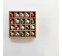 ZMdooreasy Rose Gold Christmas Ornaments Set of 16 Mini 3 cm Baubles in Box for Small Tree, Wreath or Garland Decoration with Pine Tree and Merry & Bright Designs(Mixed snow snowman)