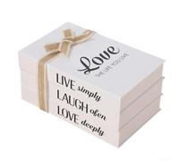 ZMdooreasy Rustic Decorative Book Set 3 Pieces Foldable Simulation Books Farmhouse Decor Ornaments for Home Bookshelf Coffee Table Mantel White(LOVE)