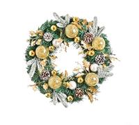 ZMdooreasy Seasonal Christmas Wreath With Pinecones, Golden Ball Details, Leaves And Berries For Door, Wall Or Fireplace Decoration(without lights)