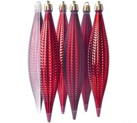 ZMdooreasy Set Of Six Vintage Metallic Christmas Baubles With Electroplated, Measuring 16cm Each For Festive Tree Decoration And Easy Hanging(burgundy)