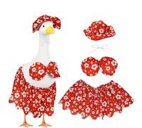ZMdooreasy Summer Garden Goose Outfit Hawaiian Style Decorative Lawn Ornament With Sunglasses Bikini Skirt Hat Set for 23 Inch Porch Geese Outdoor Yard Decor(Blue)