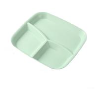 ZMdooreasy Three Compartment Square Dinner Plate, Sustainable Straw and PP Material, Modern Divided Serving Dish for Breakfast Salad Fruit, Household Kitchen Dining Ware(light green)