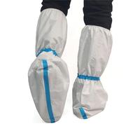 ZMDREAM 6 Pairs Disposable Hazmat Boot and Shoe Covers Knee High Booties Non-Slip and Waterproof White 18 inch Tall