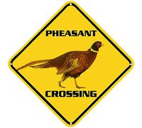 ZMEIZ Pheasant Crossing Warning Sign Pheasant Animal Caution Yellow Wall Art Decorative Decor For Fence Home Farmhouse Yard Road Quality Metal Sign 12x12 Inches