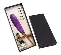 ZMellifluent Vintage Pen Set with Stainless Steel Nibs and Glass Ink Bottle, Calligraphy Writing Kit for Gothic Italian Scripts, Elegant Gift Box for Teachers Couples Elders (Dark Purple)