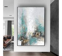 ZMFBHFBH abstract Vertical Canvas Wall Art For home Decor Oil Painting Modern gold Green Porch mural and Living Room Decor 70x120cm(28x43in) With Frame