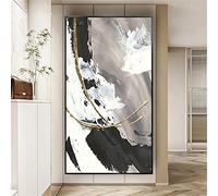 ZMFBHFBH Big Size Decorative Framed Art Print Black And White Canvas Oil Painting Modern Abstract Paintings Picture Wall Decor 85x170cm(33x67in) With Frame