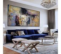 ZMFBHFBH Contemporary Large Abstract Wall Art Hand Painted Oversize Painting On Canvas Panoramic Wide In Office Decoration 60x120cm(24x47in) With Frame