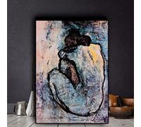 ZMFBHFBH Framed Wall Art Home Decor Print Blue Nude by Pablo Picasso Oil Painting Wall Art Pictures Painting Wall Art for Living Room 60x80cm(24x32in) With Frame