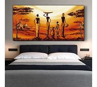 ZMFBHFBH Large Size Canvas Painting on Modern Abstract African Woman Wall Art Pcture Posters Print for Living Room Home Decoration 35x79cm(14x31in) With Frame