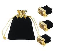 zmgmsmh 4x4.8 Inch Black 30 pcs Drawstring Velvet Gift Bags with Gold Edge Pouches for Small Gift Jewelry Pouches Wedding Favors Candy Bag Dice Bags (4x4.8 Inch black)