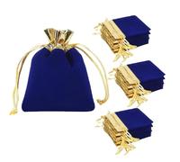 zmgmsmh 4x4.8 Inch Blue 30 pcs Drawstring Velvet Gift Bags with Gold Edge Pouches for Small Gift Jewelry Pouches Wedding Favors Candy Bag Dice Bags (4x4.8 Inch royal blue)