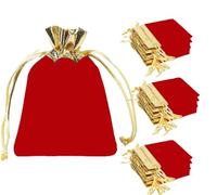 zmgmsmh 4x4.8 Inch Red 30 pcs Drawstring Velvet Gift Bags with Gold Edge Pouches for Small Gift Jewelry Pouches Wedding Favors Candy Bag Dice Bags (4x4.8 Inch red)