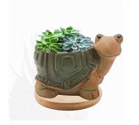 zmgmsmh Cute Animal Shaped Vase Pot Home Decoration for Small Succulent Plants Cartoon Flower Pot Ceramic Succulent Planter with Drainage Hole Succulent Holder (Tortoise)