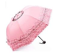 zmgmsmh Foldable Travel Umbrella Compact UV Resistance Princess Lace Parasol Umbrella Sun Umbrella for Women Girls, Pink, One size