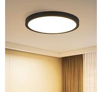ZMH Flat LED Ceiling Light - 8 W Bathroom Lamp Warm White Kitchen Small Ceiling Lighting IP44 Black Diameter 17 cm Round Corridor Lamp for Bedroom