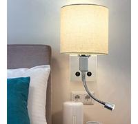 ZMH LED Wall Light Bedside Wall Lamp Reading Light Wall Lamp Flexible LED Reading Lamp Adjustable Reading Light White 2 Switches Modern Sconces E27 Indoor for Study Living Room Bedroom