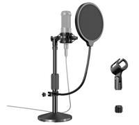 ZMHH Mic Stand Desk,Adjustable Desktop Microphone Stand Table with Pop Filter Shock Mount Mic Clip 3/8" to 5/8" Adapter,for AT2020|AT2035|AT2040|QuadCast S|Razer Seiren X| Blue Snowball |Shure SM
