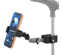 ZMHH Mic Stand Phone Holder,2-Stage Magic Arm Super Clamp Phone Clip for Microphone Stand, Flexible Adjustable iPhone Music Stands Mount for iPhone17 16 15 14 13 12 11 Galaxy Nexus LG All Smartphones
