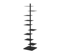 ZMHPLKH 9-Tier Metal Vertical Spine Bookshelf Tower, Adjustable Tall Narrow Book Shelf Book Tower, Modern Open Design Bookcase for Space Saving in Homes & Offices black