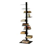 ZMHPLKH Vertical spine bookshelf, 9 Tier Invisible metal bookcase, Adjustable Vertical book tower for Books, free standing Tall Narrow Ladder Book Shelf for Small Space black
