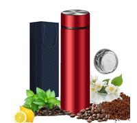ZMHQLPDZ Insulated Bottles- Vacuum Tumbler for Coffee, Tea and Drinks with Stainless Steel Infuser - 15 oz Tea Thermos Coffee Travel Bottle/Keeps Drinks Hot or Cold for Hours/Gift Packing (Red)