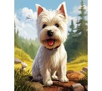ZMHZMY Adults' Paint-by-Number Kits,West Highland White Terrier,DIY Acrylic Painting Kit for Hand Art,40x50cm,Without Frame