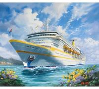 ZMHZMY Cruise Ship Ship,Tropical Island Sea Landscape,DIY Oil Painting Paint by Numbers Kits for Adult Color According to The on Canvas,Gifts Christmas,40x50cm No Frame