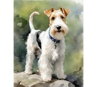 ZMHZMY Digital Oil Painting Artwork, Wire Fox Terrier,Painting by Numbers Perfect for Gift Decor,40x50cm,Without Frame