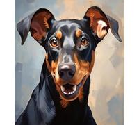 ZMHZMY Digital Painting Doberman Pinscher Paint by Numbers for Adults DIY Oil Painting Gift Kits Pre Printed 40x50cm Frameless