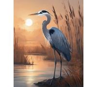 ZMHZMY DIY Oil Painting Paint by Number Kit Great Blue Heron,Dusk,Reeds Modern Wall Art Oil Painting Home Decor Accessories 40x50cm Frameless