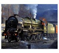 ZMHZMY DIY Oil Painting Paint by Number Kit Steam Train Retro Train Railroad Tracks DIY Painting by Number Kits Oil Paint Drawing Canvas Home Decor Gift