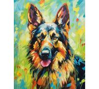 ZMHZMY Dog Paint by Number Canvas for Creative Souls,German Shepherd,Digital Painting Tools,Let Your Imagination Soar,40x50cm