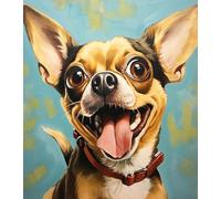ZMHZMY Easy Paint by Numbers for Adults Beginners, Chihuahua Dog,Paint by Number Kit On Canvas for Adults New Painters's Gift DIY Gifts,40x50cm,No Frame