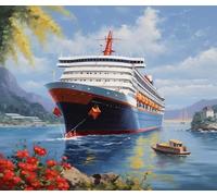 ZMHZMY New Paint by Numbers for Adults Cruise Ship Ship,Tropical Island Sea Landscape DIY Digital Painting by Numbers Kits On Canvas- Wall Art Artwork Landscape 40x50cm