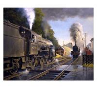 ZMHZMY Paint by Number Kits Steam Train Retro Train Railroad Tracks Paint by Numbers Kit for Adults Beginner DIY Oil Painting Paintworks on Canvas