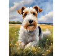 ZMHZMY Paint by Numbers,Wire Fox Terrier Dog on Grass,Creative Painting Dreams,Artworks in Digital Oil Painting Style,Canvas Art for Bedroom Decor,40x50cm Without Frame