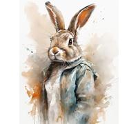 ZMHZMY Rabbit Paint by Numbers,Creative Watercolor Rabbit,Painting Kits Includes Paintbrush and Pigments,Gifts for Animal Lovers,40x50cm No Frame