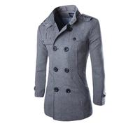 ZMIN Autumn Men Dust Coat Woolen Overcoat Slim Fit Outwear For Male Double Breasted Coat Thickened Man Jackets drakgray XS