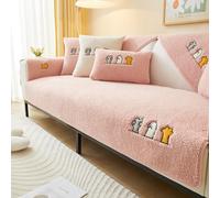 ZMIN New Soft Sofa Cushion Covers,Non Slip Sofa Covers 1 2 3 4 Seater Couch Covers,Funny Fuzzy Corner Sofa Cushion Cover L Shape Furniture Protector,Pink,70 * 150cm