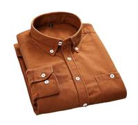 ZMIN Spring and Autumn Trend Solid Color Long Sleeve Corduroy Shirt Men's Casual Comfort Shirt H-107 XL