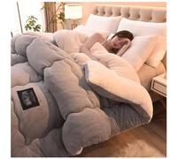 ZMIN Super Warm Lamb Quilt Winter Blanket Double-Sided Fleece Quilt Thickened Warm Plush Comforter Solid Color Down Duvet, Machine Washable,A,180x220cm(4kg)