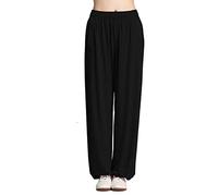 ZMIN Tai Chi Trousers Women Mens Plus Size Tai Chi Pants Joggerstrousers Casual Slim Pants Yoga Harem Pilates Pants Martial,Black,XS