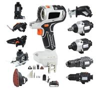 ZMJGLL 10 in 1 Cordless Power Tool Combo Kit w/Battery and Tool Box for Woodworking and DIY Projects.Interchangeable Multi-Tool Set