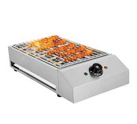ZMJGLL Portable Smokeless BBQ Grill,Electric Heating Tube Seafood Meat Kebab Machine,50-300℃ Temperature Control,Stainless Steel BBQ Griddle w/Drip Tray