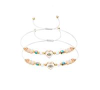 ZMJK Adjustable Heart Beaded Bracelet 2pcs Love Eye Braided Bracelet for Women Men Beaded Rope Anklet Jewelry Evil Eye Bracelets Couple Best Friend Bracelets, One Size, Rope, no gemstone